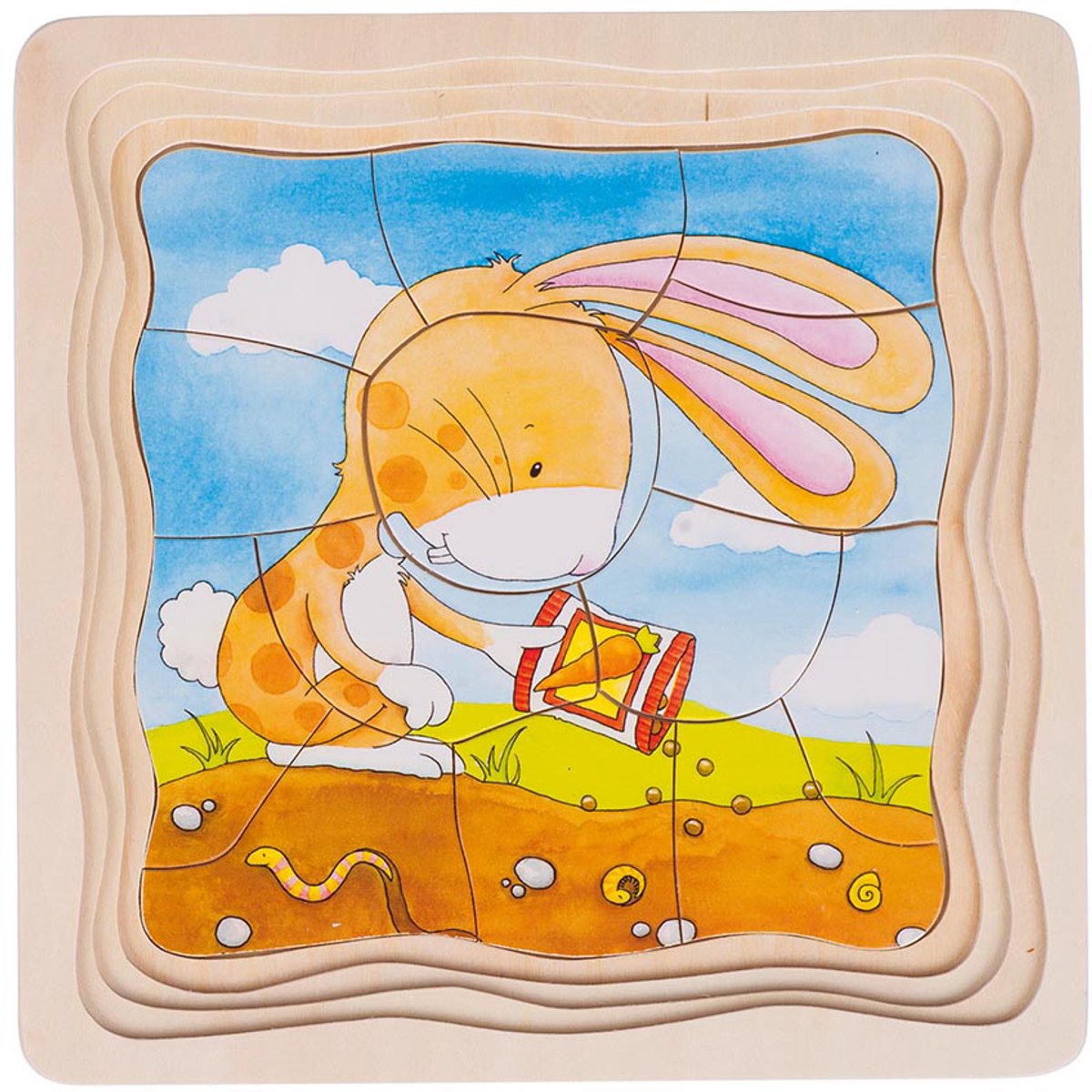 Puzzle en couches de bois Goki - potager, 53 pcs.