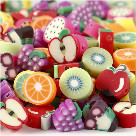 Creativ company perles figurines, fruit, d 10 mm, diamètre du trou 1,5 mm, 200 div 1 boîte