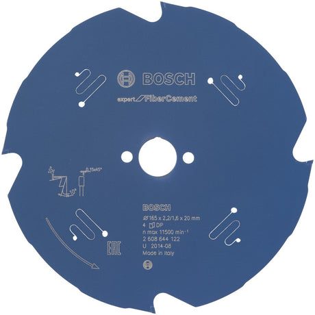 Bosch 2608644122 lame de scie circulaire expert fibrociment fibrobéton 165x20 - 4 dents