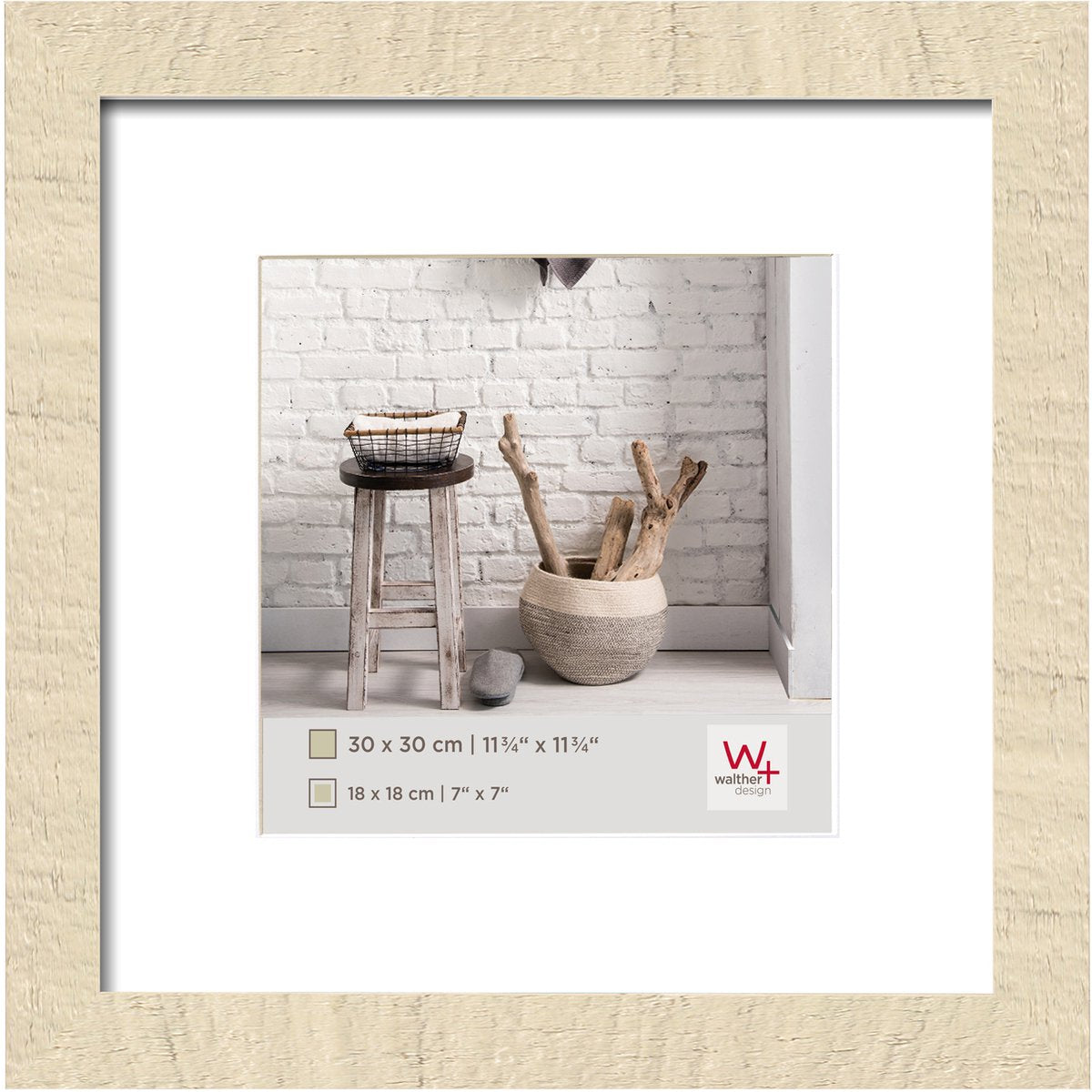 Walther home - cadre en bois - format photo 30x30 cm - blanc crème