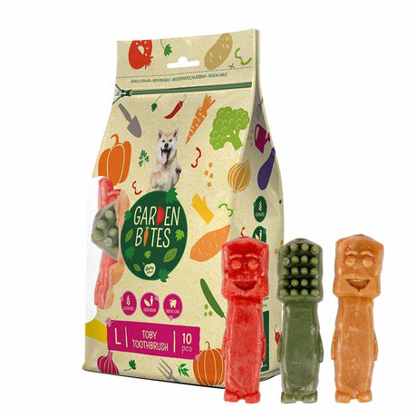 Garden Bites duvoplus - Toby Toothbrush Dog Snacks - Friandises pour chiens - Végétarien sans gluten - Grand 10pcs