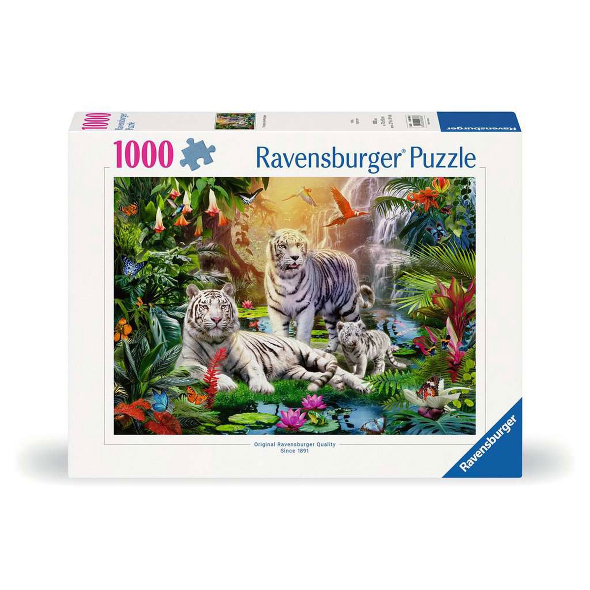 Puzzle Ravensburger Famille du tigre blanc - Puzzle de 1000 pièces.