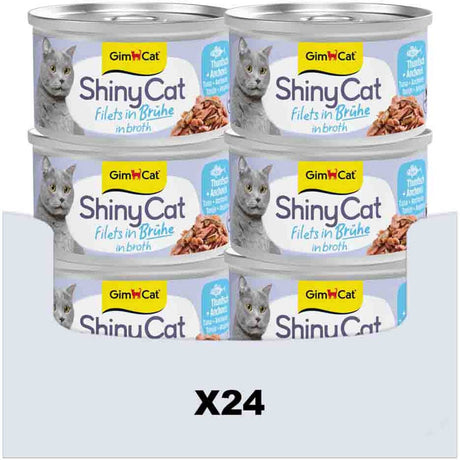 Gimcat 24 x 70 g - filets de Shinycat au bouillon de thon + anchois
