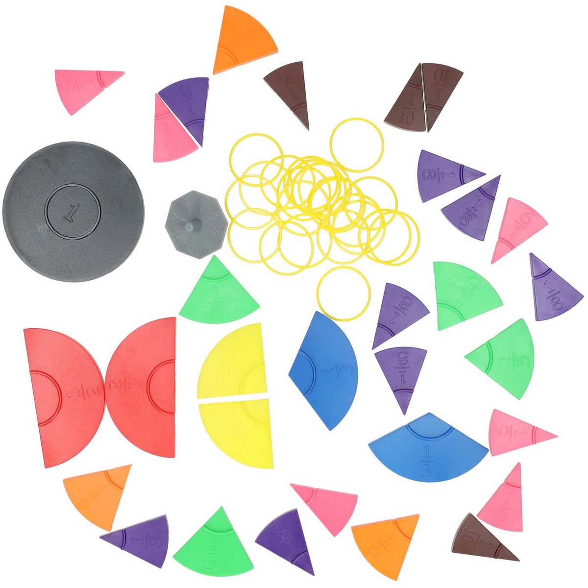 Jeu de cercle de fractions Imp, 72 parties.
