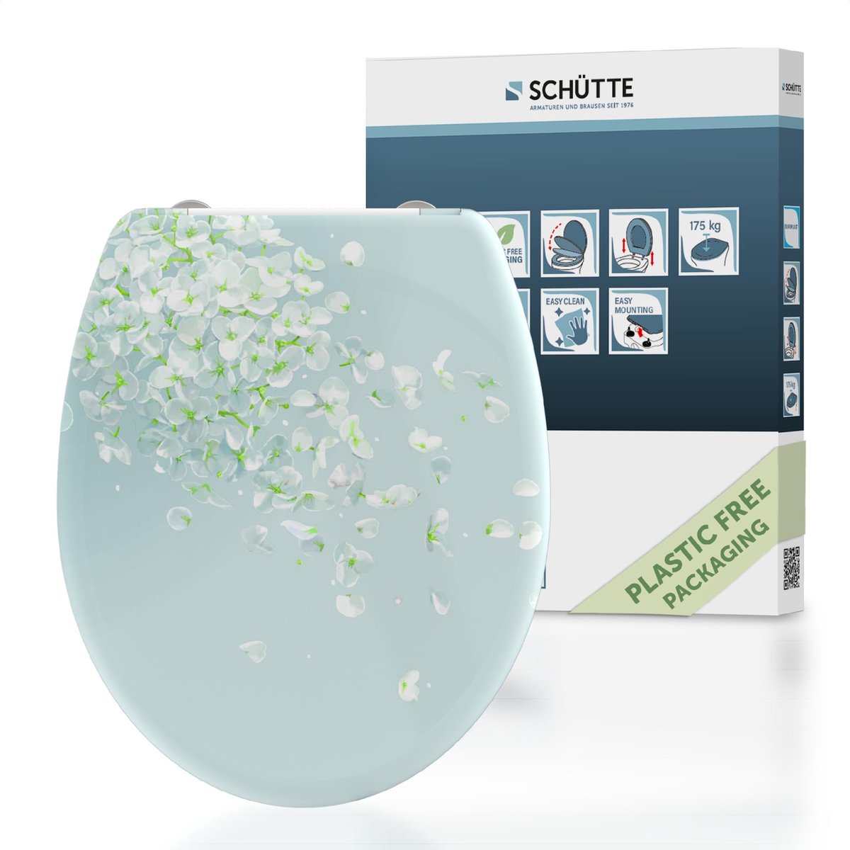 Siège de toilette Schütte avec une fleur à libération rapide de fermes en serre dans le vent