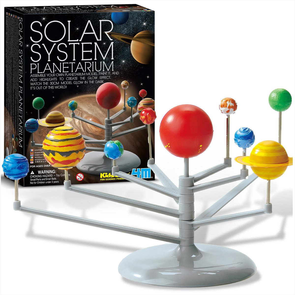 4m crafting - construisez et peignez votre système solaire mobile - science et jeux - kit de construction - kidzlabs - 8+
