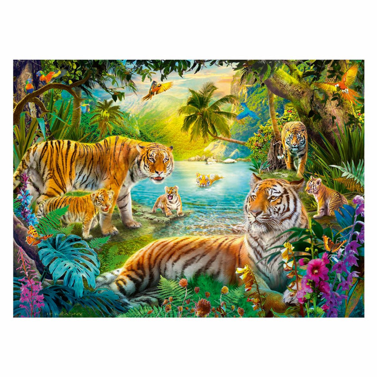 Ravensburger puzzle Famille de tigres dans l'oasis - 500 pcs.