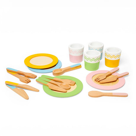 Bigjigs houten diner servies set - speelgoed keukenset voor kinderen.