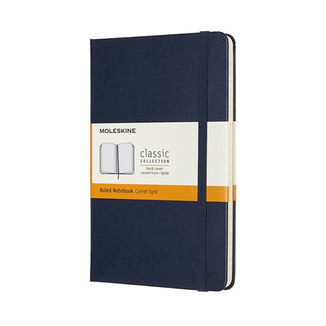 Carnet classique Moleskine - moyen - couverture rigide - ligné - bleu saphir