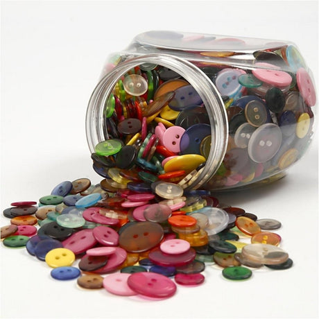 Boutons Creativ company, d 12+18+20 mm, différentes couleurs, 800 pièces 1 boîte