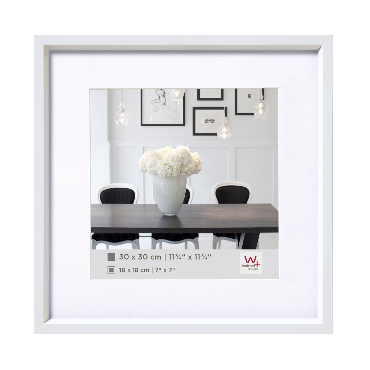Style Walther en acier - cadre en plastique - format photo 20x20 cm - blanc