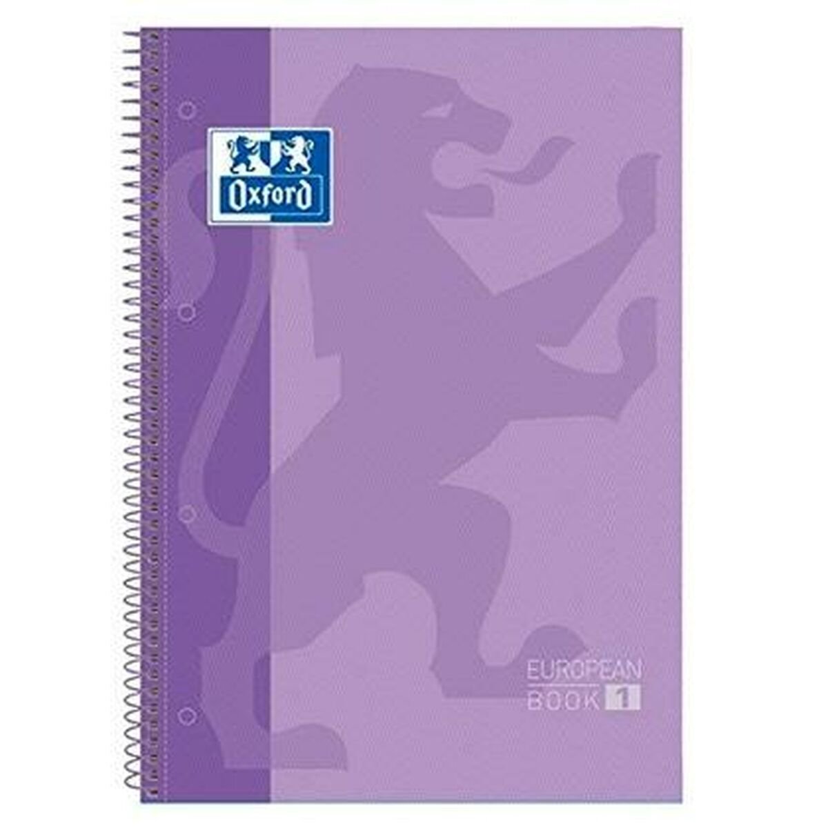 Livre européen d'Oxford school - cahier - bord coloré - a4+ - diamant 5mm - 80 feuilles - 4 trous - couverture rigide - violet pastel