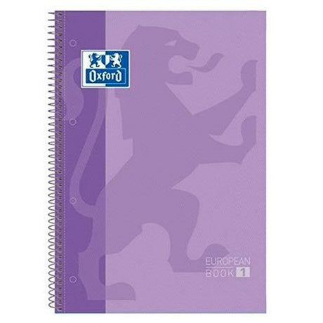 Livre européen d'Oxford school - cahier - bord coloré - a4+ - diamant 5mm - 80 feuilles - 4 trous - couverture rigide - violet pastel