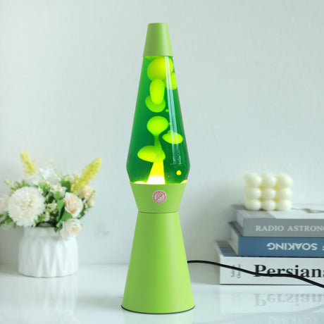Lampe à lave I-total - lampe à lave - lampe d'ambiance - 40x11 cm - verre aluminium - 30w - vert avec lave jaune - socle vert - xl2938