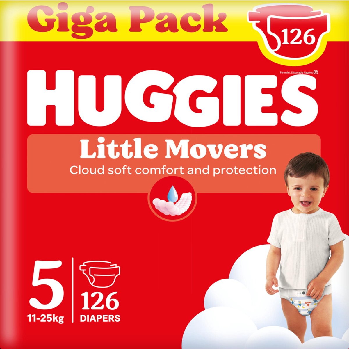 Couches bébé Huggies ® Little Movers, taille 5 (11 à 25 kg), 126 couches aux motifs Disney©, giga pack