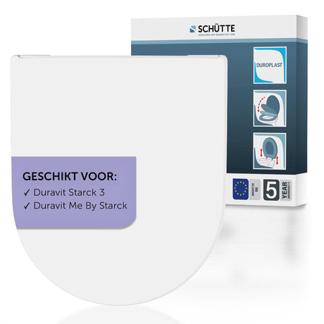 Abattant WC Schütte 82815 pro 8 - forme D - frein de chute - amovible - convient pour Duravit Starck 3, Duravit Me by Starck - capacité de charge jusqu'à 250 kg