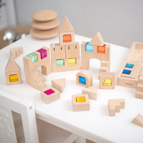 Tickit ® super set de blocs de construction en bois - pk82 + plateau