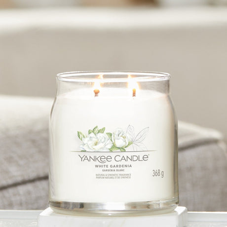 Bougie Yankee - bougie parfumée moyenne gardénia blanc - 50 heures de combustion - 2 mèches