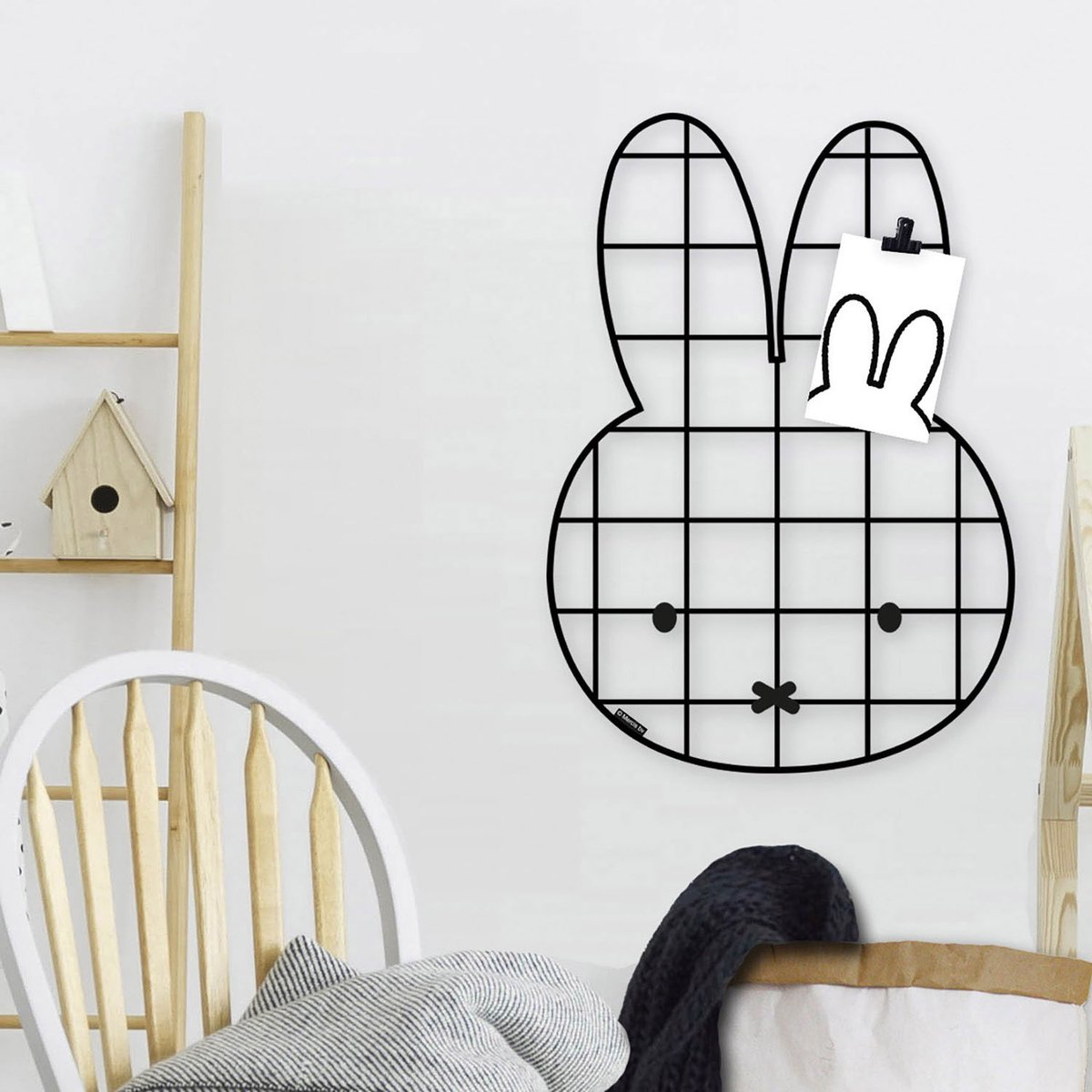 Tableau mémo Bambolino Miffy en métal - grille - 45x32cm