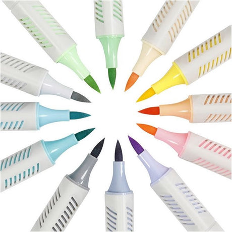 Creativ company marqueurs de lettrage à la main couleurs pastel, 12 pcs. double face