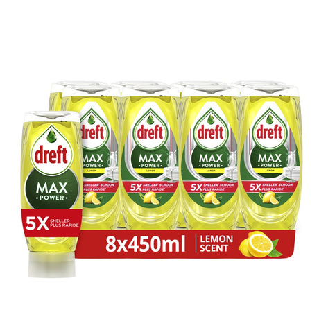 Liquide vaisselle liquide citron Dreft maxpower - 8 x 450ml