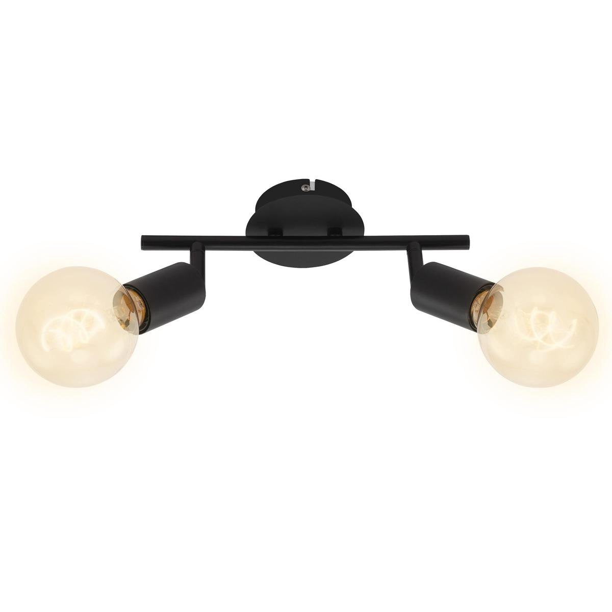 Briloner Pearl - spot de plafond 2 lumières - plafonnier rétro vintage - têtes de spot rotatives et inclinables - 2x E27 - max. 60w - métal - noir - avec bord métallique