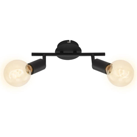 Briloner Pearl - spot de plafond 2 lumières - plafonnier rétro vintage - têtes de spot rotatives et inclinables - 2x E27 - max. 60w - métal - noir - avec bord métallique