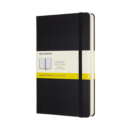 Carnet classique Moleskine - étendu - grand - couverture rigide - à carreaux - noir