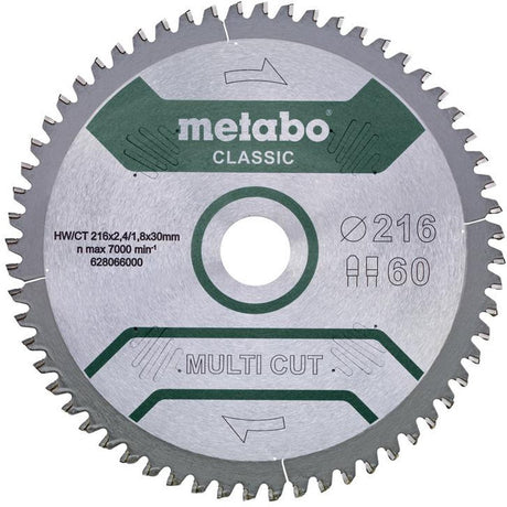 Metabo lame de scie circulaire multi coupe hw ct ø 216 mm, 60t fz tz 5°n - 628066000