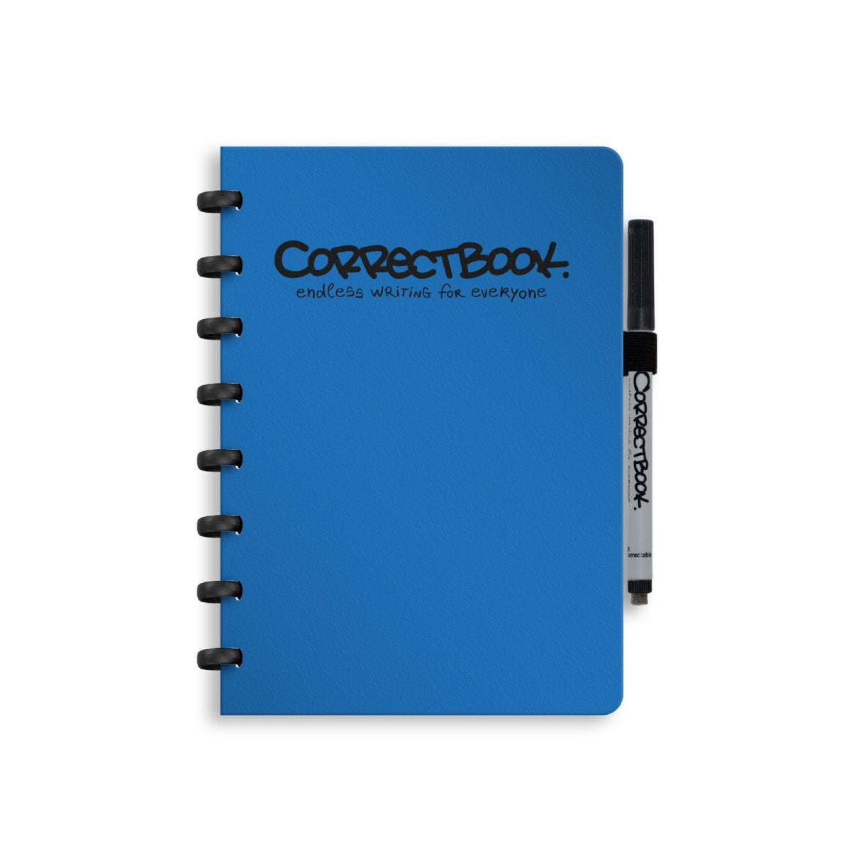Carnet effaçable Correctbook a5 - carnet réutilisable - bleu terre - vierge - avec lingette pour stylo - peut être complété par des pages supplémentaires