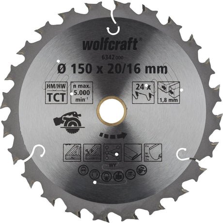 Wolfcraft - lame de scie circulaire 150 mm - 24 dents - alésage 20 16 mm - pour scie circulaire - 6342000