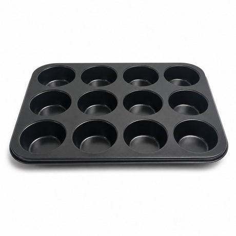 Moule à muffins kozie sans marque sans marque pour 12 muffins – sans pfas – moule antiadhésif – moule à cupcakes – métal – anthracite