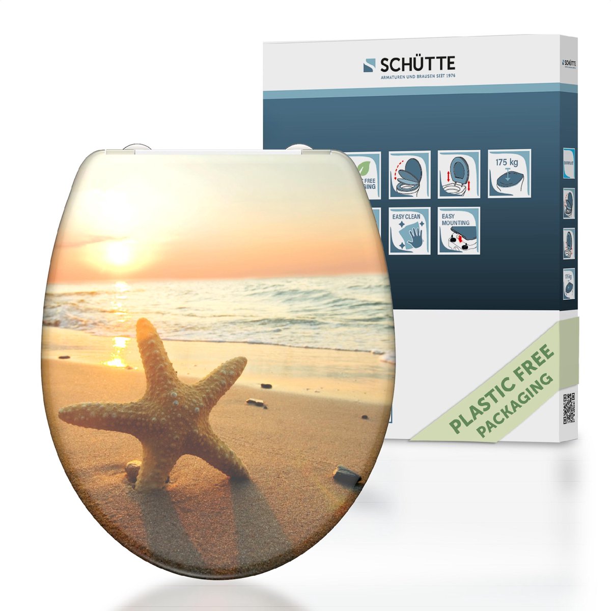 Siège de toilette Schütte avec un duroplaste d'étoile Sea-Rose Soft-Close avec imprimé