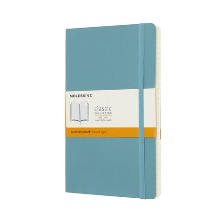 Carnet classique Moleskine - grand - couverture souple - ligné - bleu récif