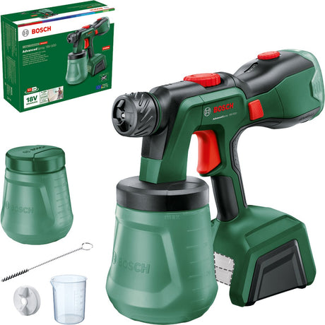 Bosch advancedspray 18v-500 - pulvérisateur de peinture - avec brosse de nettoyage - tasse à mesurer - récipient de peinture avec couvercle - buse de pulvérisation fine - sans batterie ni chargeur