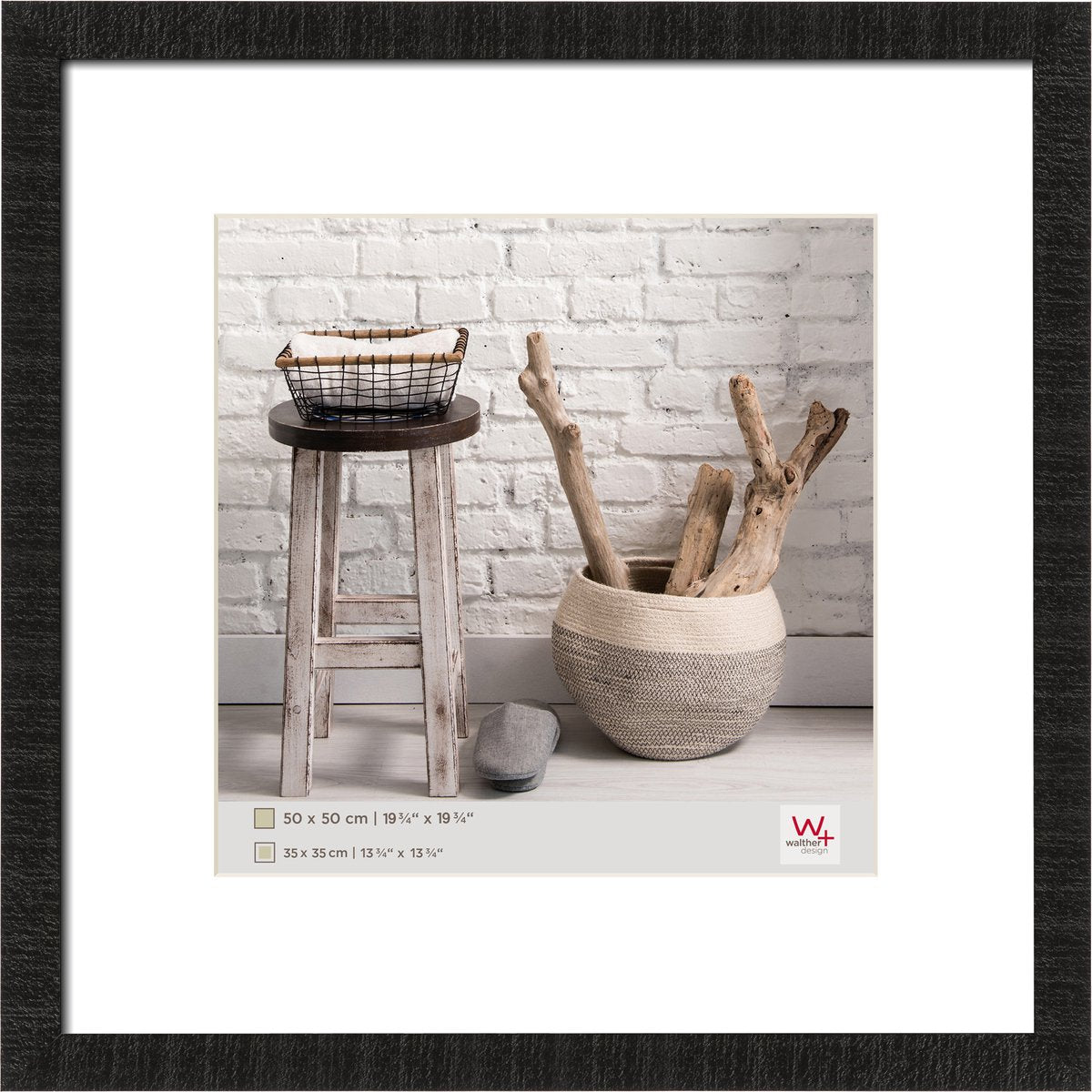 Walther home - cadre en bois - format photo 50x50 cm - noir