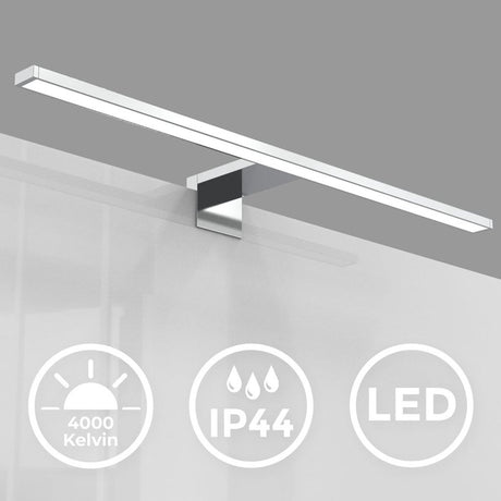 B.k.licht - lampe miroir led - applique couleur chrome - éclairage salle de bain - l: 60cm - ip44 - 4 000k - 8w