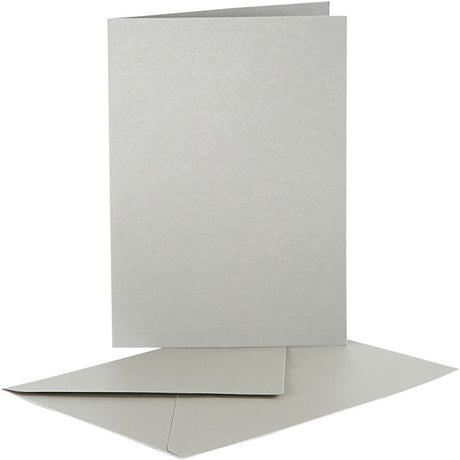 Cartes et enveloppes en nacre Creativ company, format carte 10,5x15 cm, format enveloppe 11,5x16,5 cm, argent, 10 jeux 1 boîte