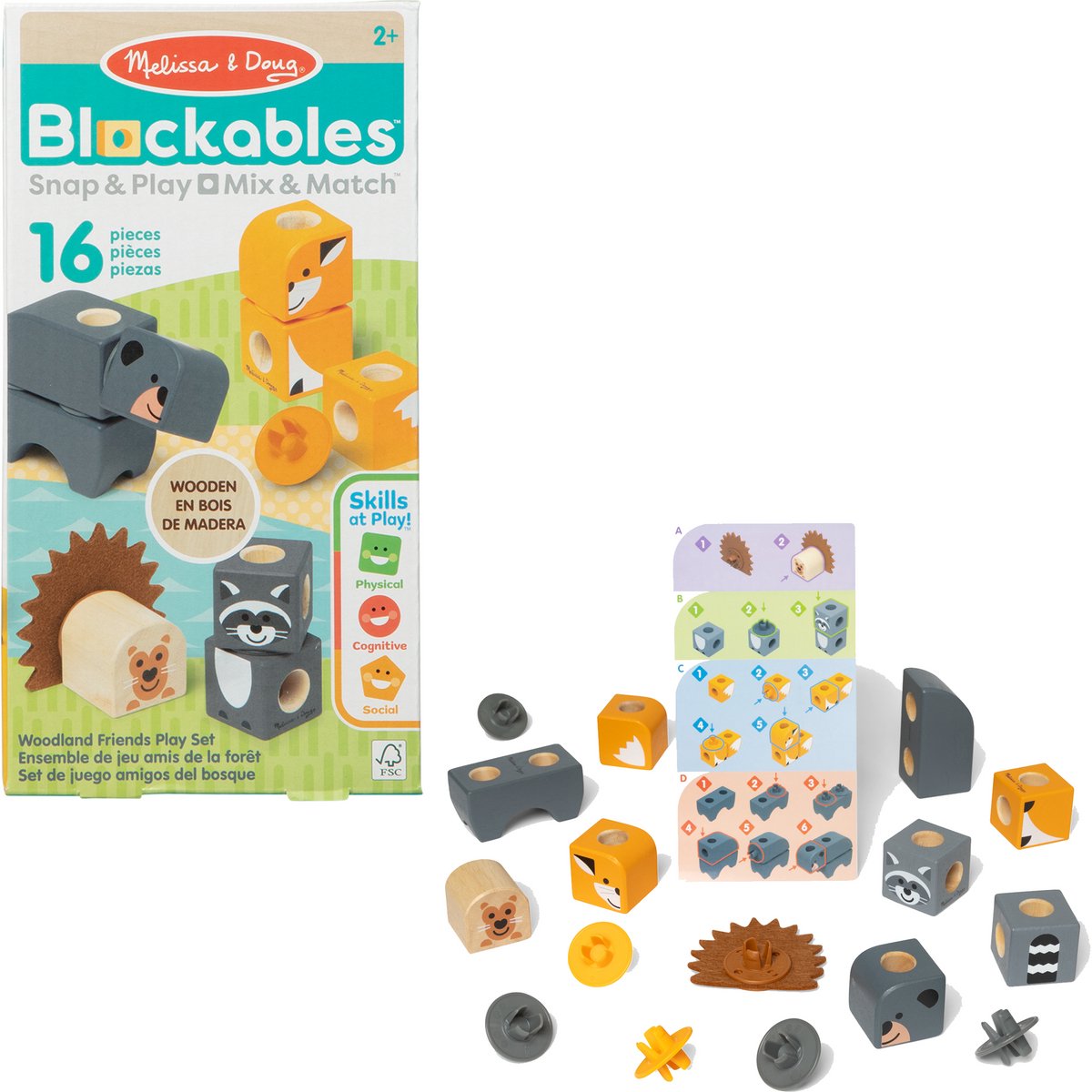 Ensemble de jeu Melissa Doug Blockables Woodland Friends (16 pièces) | 2 pièces