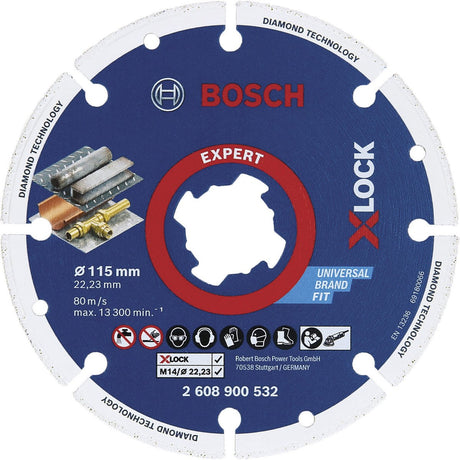 Bosch Accessories 2608900532 disque à tronçonner diamanté x-lock diamètre 115 mm diamètre d'alésage 22,23 mm métal 1 pièce(s)