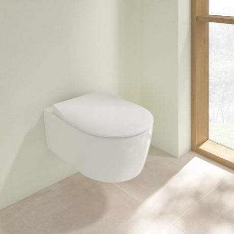 WC suspendu Villeroy boch avento pack - chasse directe avec abattant - fermeture amortie et dégagement rapide céramique+ blanc