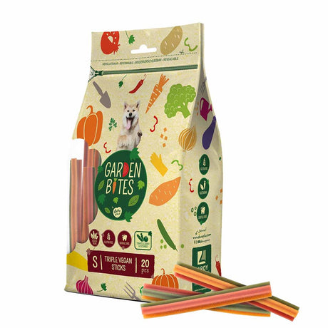 Garden Bites duvoplus - triple sticks végétaliens snacks pour chiens - friandises pour chiens - végétarien sans gluten - petit 20 pcs