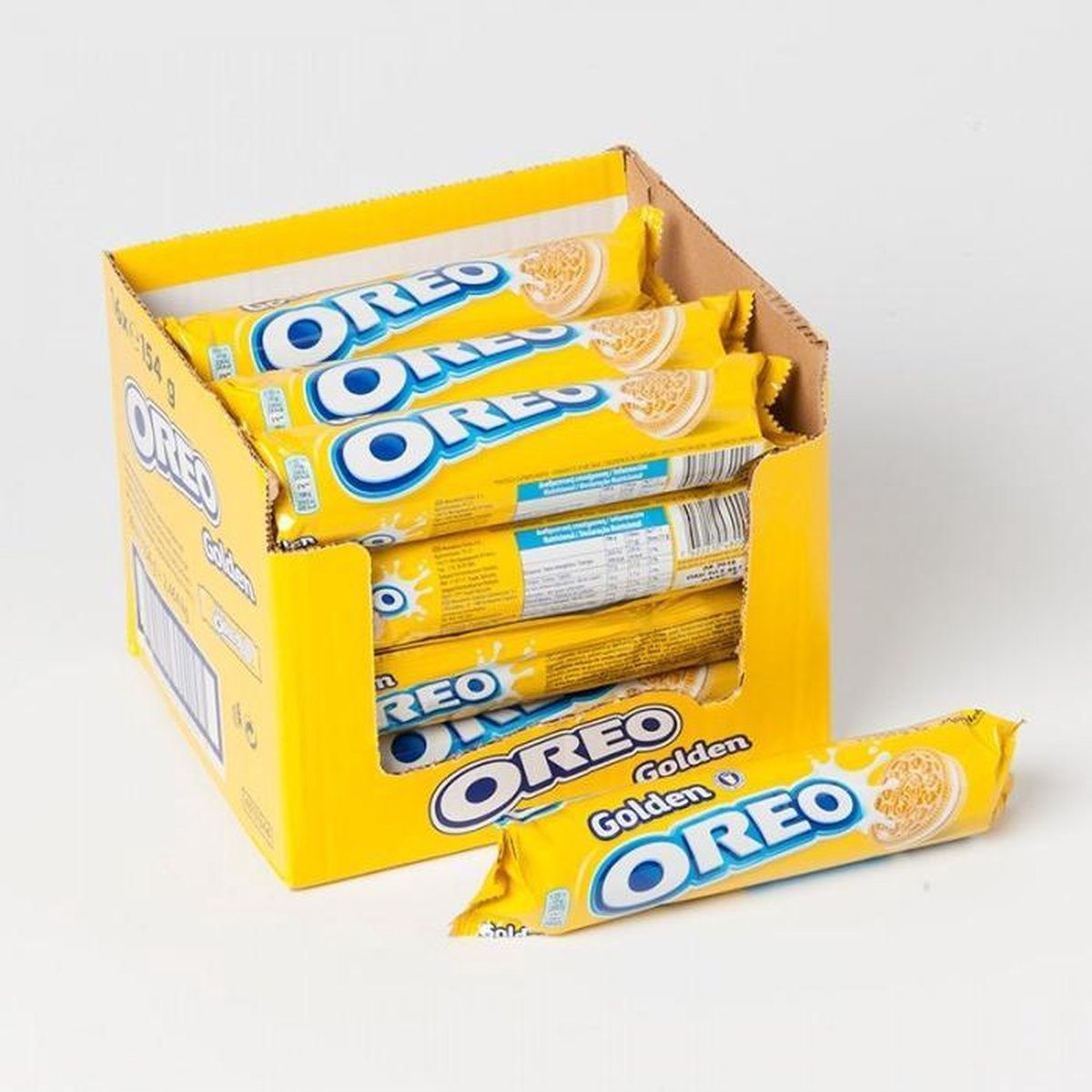 Biscuits dorés Oreo fourrés à la crème vanille - boîte 16 x 154g - cookie on the go - packs de rouleaux