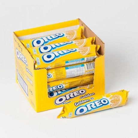 Biscuits dorés Oreo fourrés à la crème vanille - boîte 16 x 154g - cookie on the go - packs de rouleaux