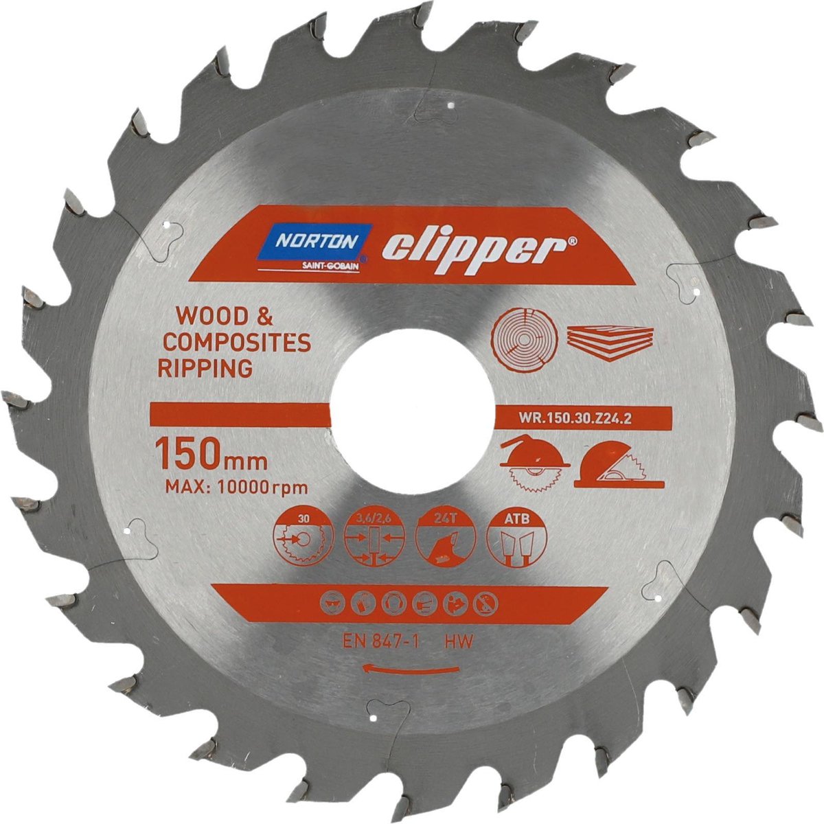 Norton - lame de scie circulaire - 150mm - pour bois et composites - 24 dents