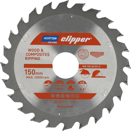 Norton - lame de scie circulaire - 150mm - pour bois et composites - 24 dents
