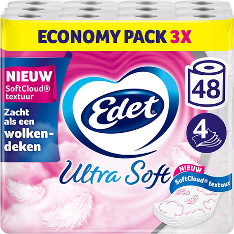 Papier toilette ultra doux Edet - 4 couches - 48 rouleaux - pack économique