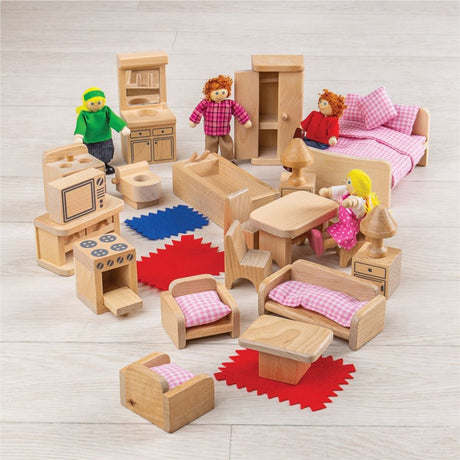 Maison de poupée Bigjigs - meubles et poupées - 26 pcs