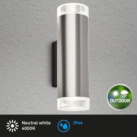Briloner Leuchten Lampe d'extérieur LED métal 2x Gu10 4,7W IP44 400lm 4000K acier inoxydable