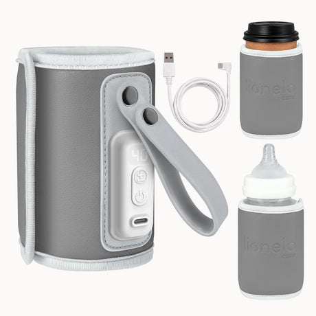 Lionelo thermup go – chauffe-biberon portable – alimentation USB-C – 5 réglages de température (38–50°C) – pour biberons jusqu'à 70 mm – thermostat contre la surchauffe – compact et léger (100 g) – sans BPA – avec câble USB-C